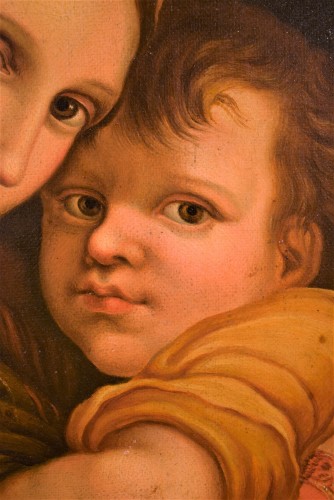 Antiquités - Vierge à l' Enfant avec saint Jean Baptiste - école italienne du XIXe